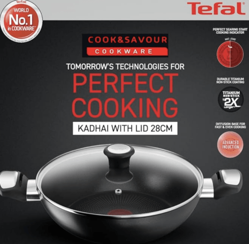 Tefal Delicia Kadhai 24 cm diameter with Lid 2.7 L capacity  (Aluminium, Non-stick) - Image 2